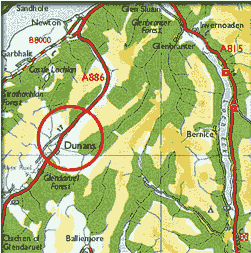 Map to Dunans Castle