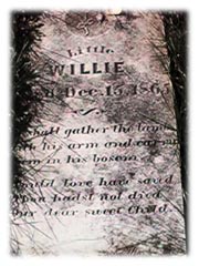 Little Willie Died Dec. 16, 1865: Tombstone from Old St. Luke's Scottish Cemetery in Bathurst, New Brunswick, Canada