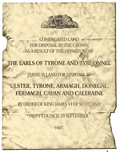Handbill announcing confiscated land for sale in Ireland