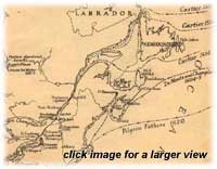 Map of traditional emigration routes to Canada in the 15th-17th centuries